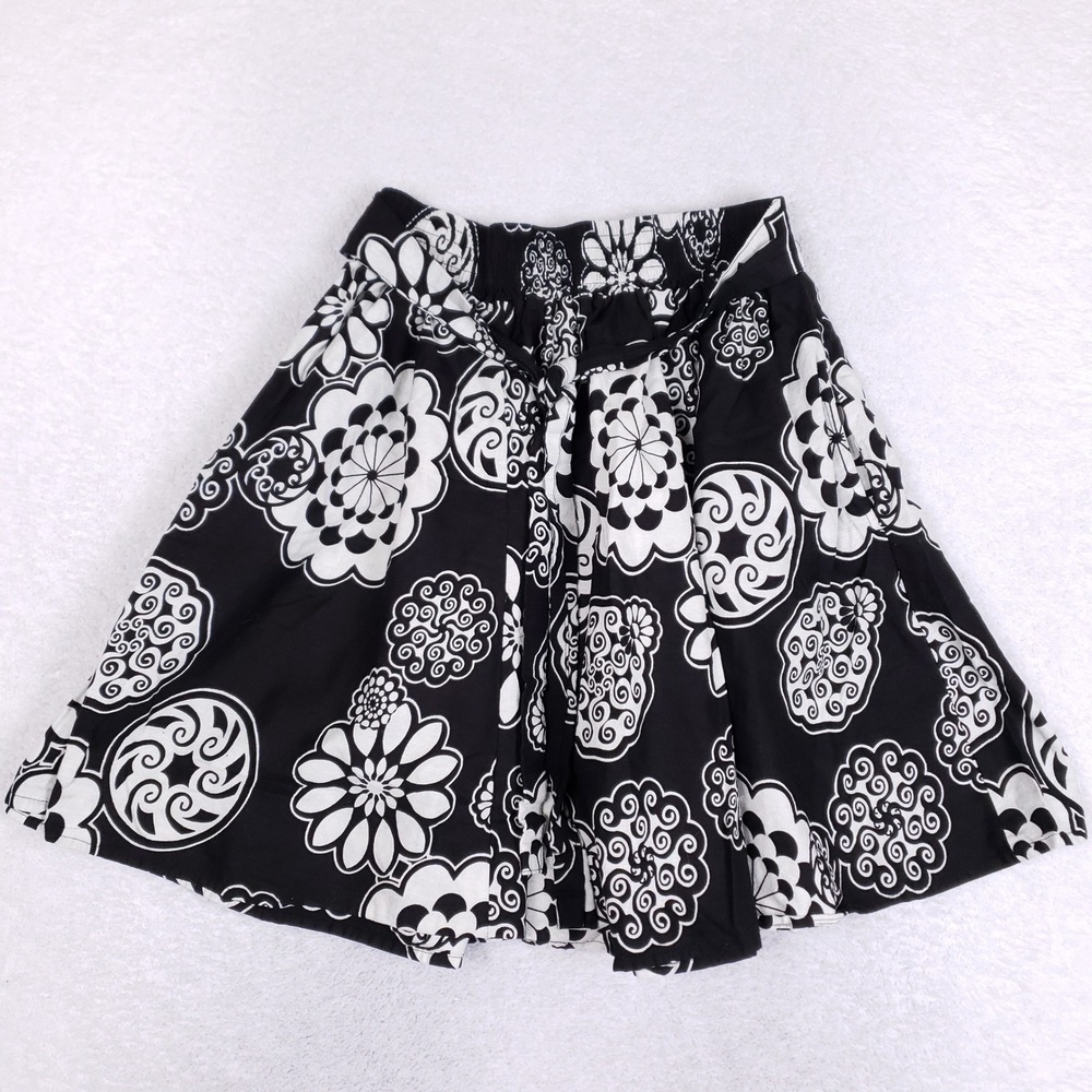 Look At Me Skirt Womens One Size Black White Medallion‎ Floral A Line Mini